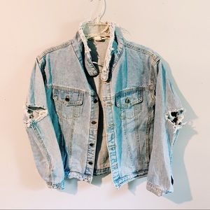 Distressed jean jacket